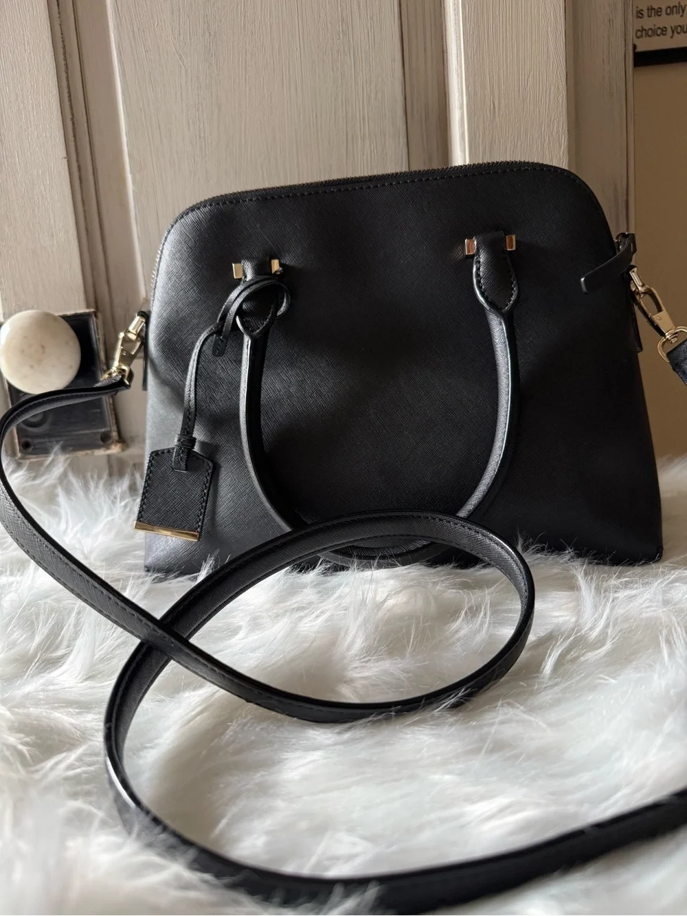 Kate Spade Black Dome Satchel with Gold Hardware